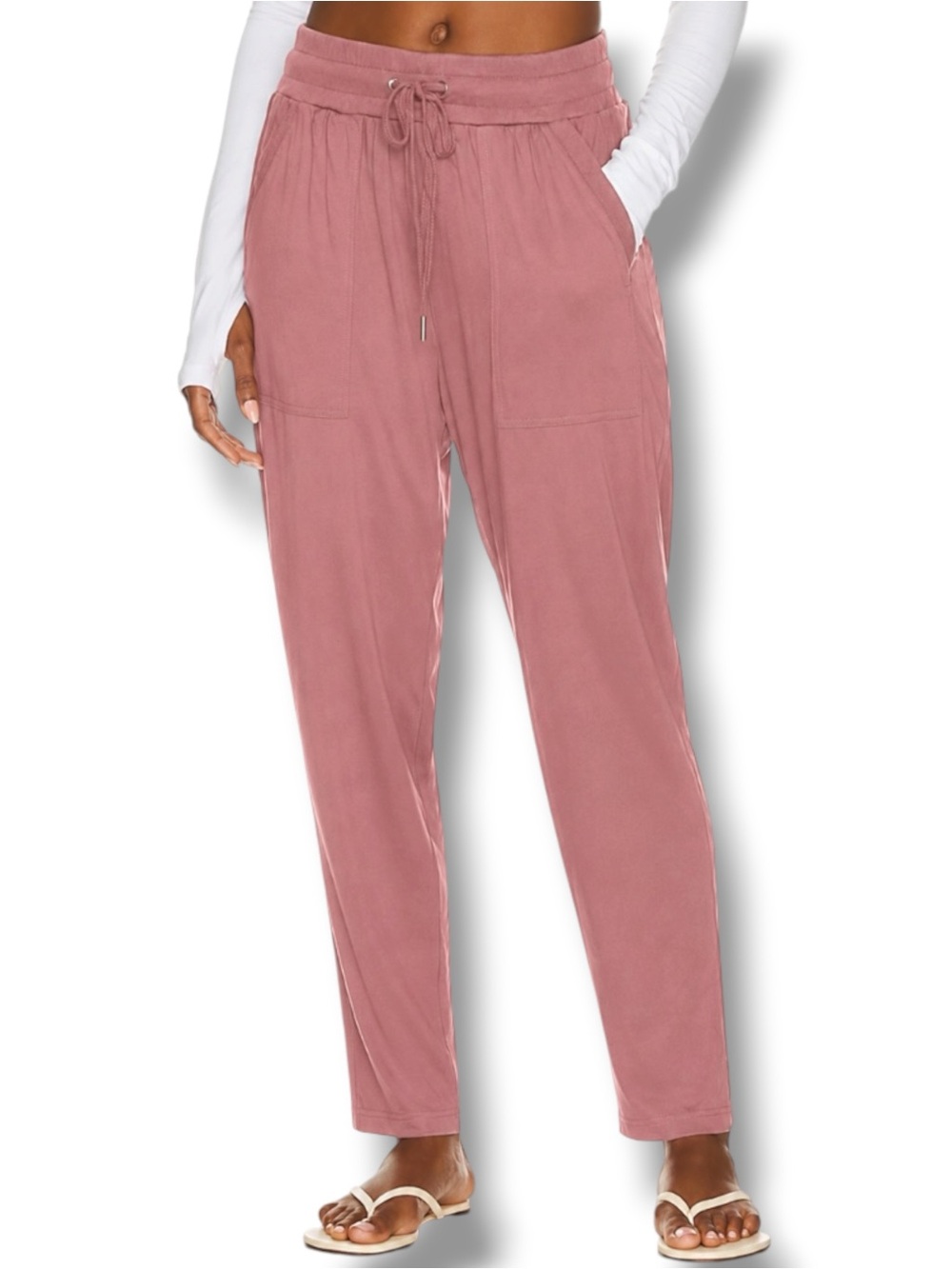 Velvet By Graham Spencer Dusty Rose Drawstring Utility Ankle Pants M